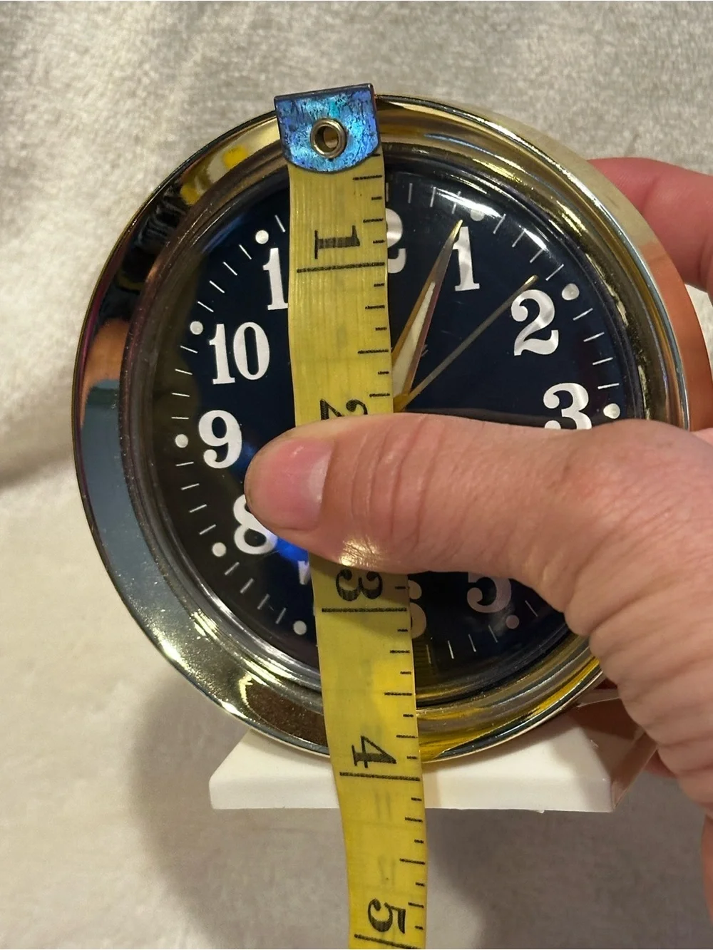 Vintage Equity Minibell Wind Up Alarm Clock Gold Trim Glow In Dark Hands